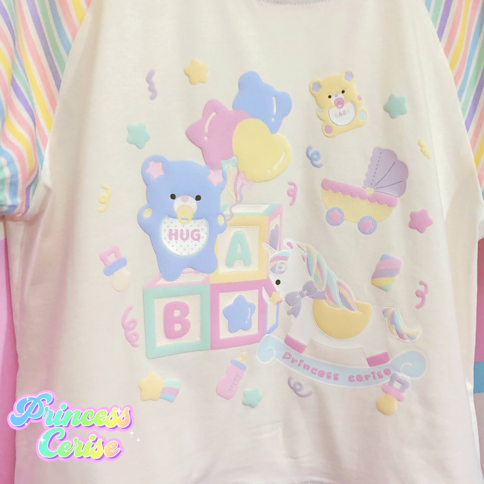 Bear baby Unicorn  Kawaii Printed Top + Gloves