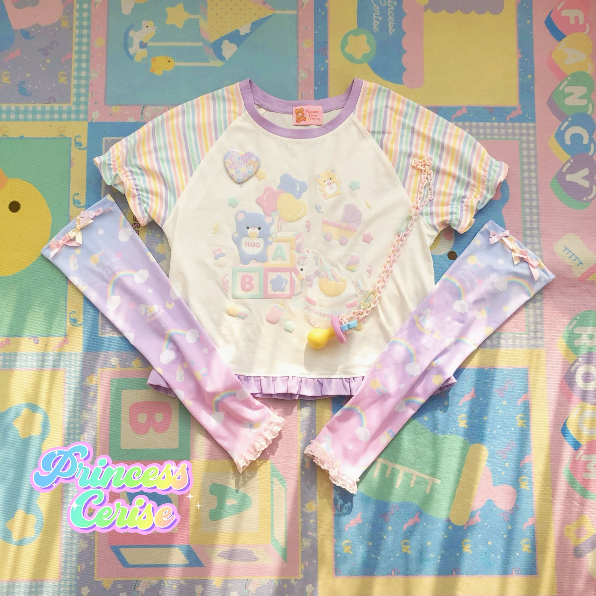 Bear baby Unicorn  Kawaii Printed Top + Gloves