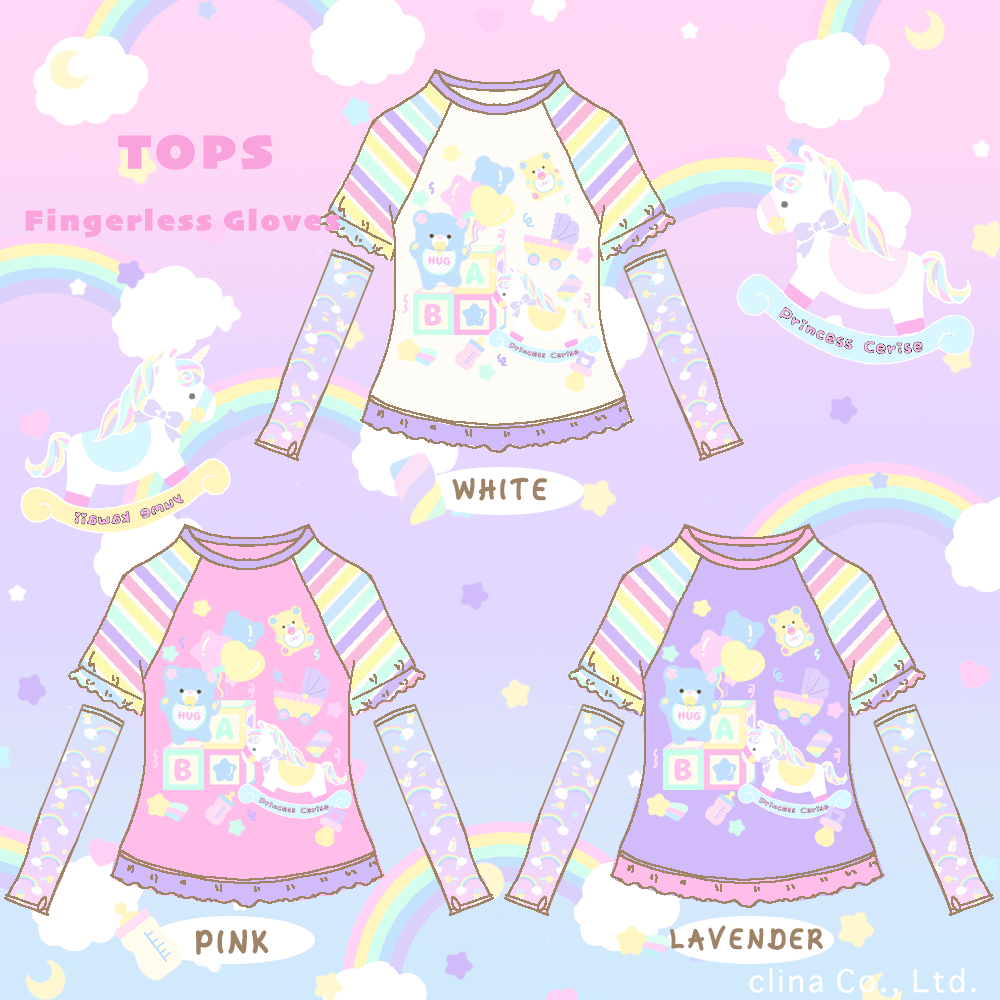 Bear baby Unicorn  Kawaii Printed Top + Gloves